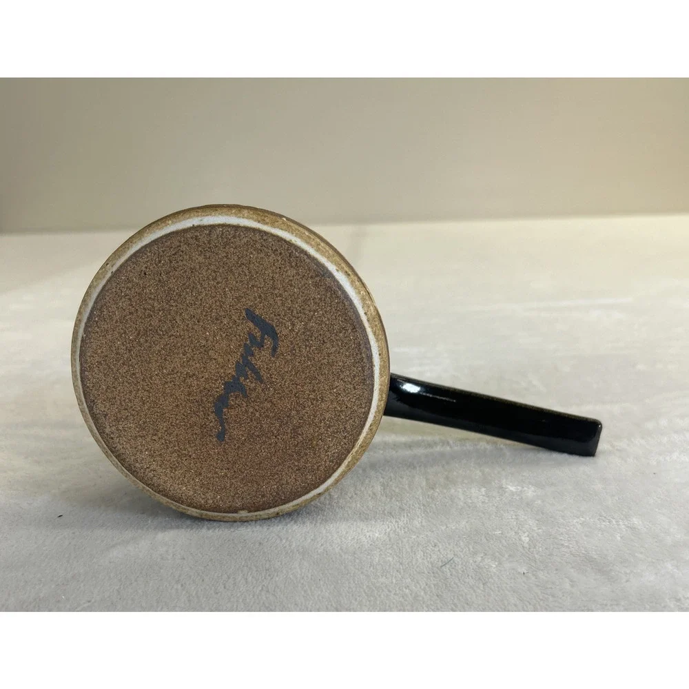 Art Studio Pottery Ladle Earthenware With Handle Signed Double Spout Brown Glaze - Picture 6 of 10